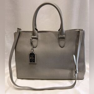 Ralph Lauren
Newbury Double Zip Satchel in Silver Shimmering Grey Leather